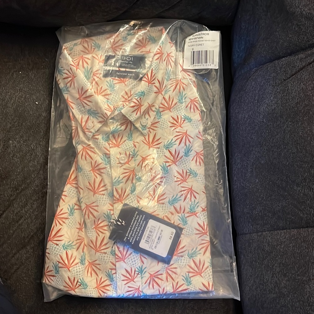NWT Mens 1901 Pineapple Print Shirt Size Medium